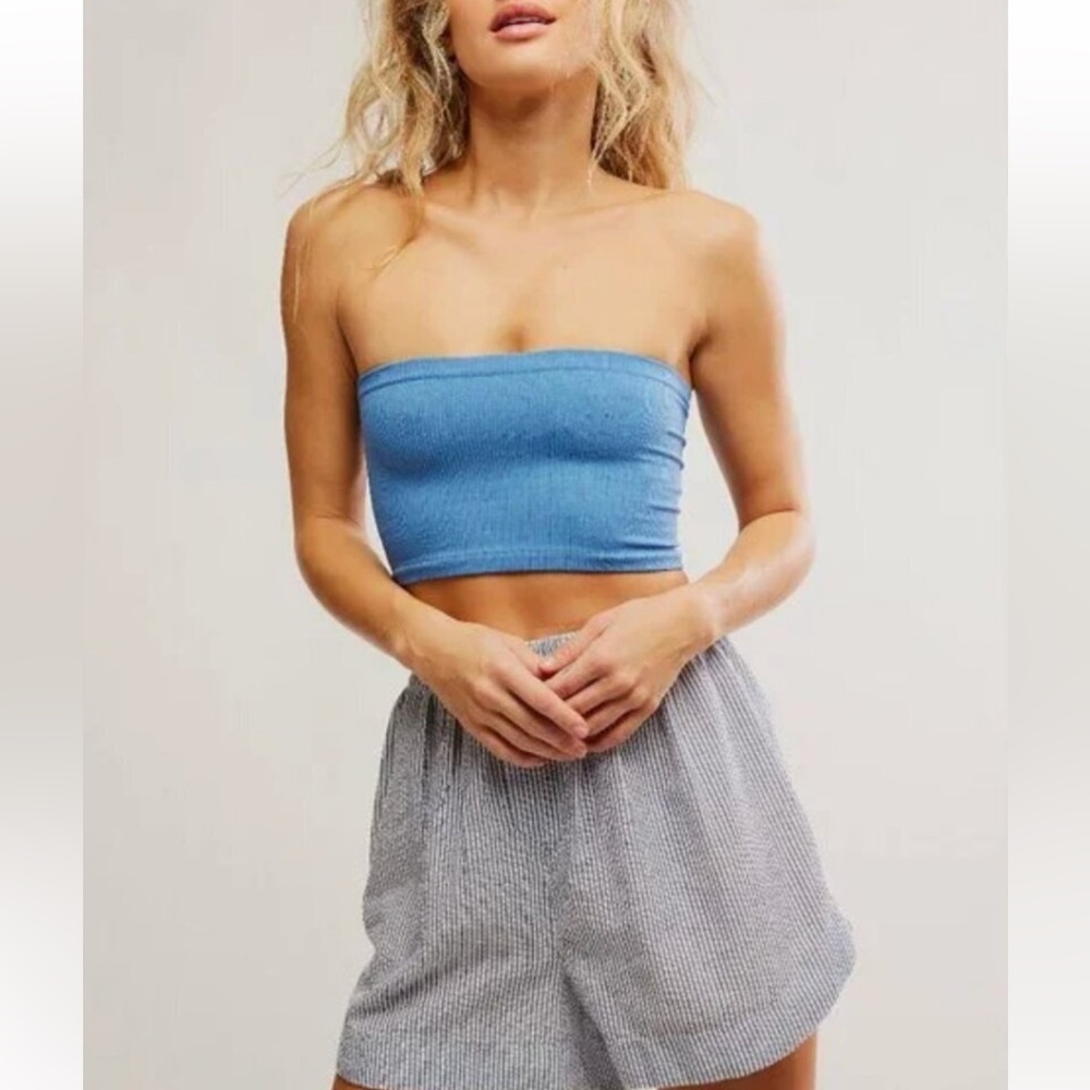 Free People Amelia Bandeau in Quiet Harbor Blue Size L/XL NWT